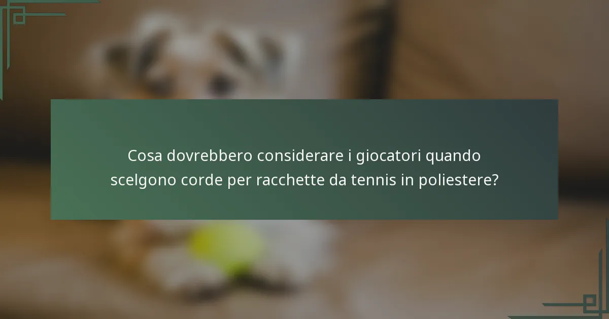 Cosa dovrebbero considerare i giocatori quando scelgono corde per racchette da tennis in poliestere?