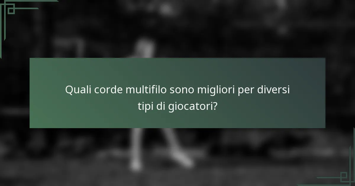 Quali corde multifilo sono migliori per diversi tipi di giocatori?
