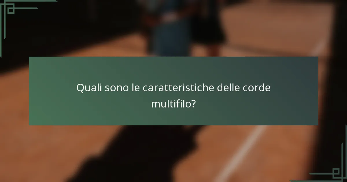Quali sono le caratteristiche delle corde multifilo?